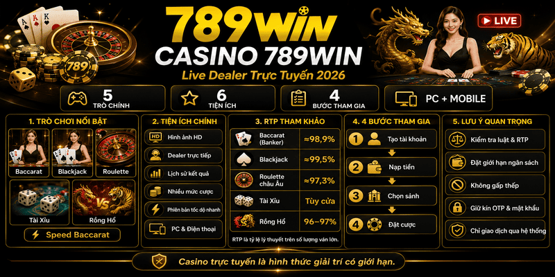 Casino 789WIN – Không Gian Live Dealer Trực Tuyến Năm 2026