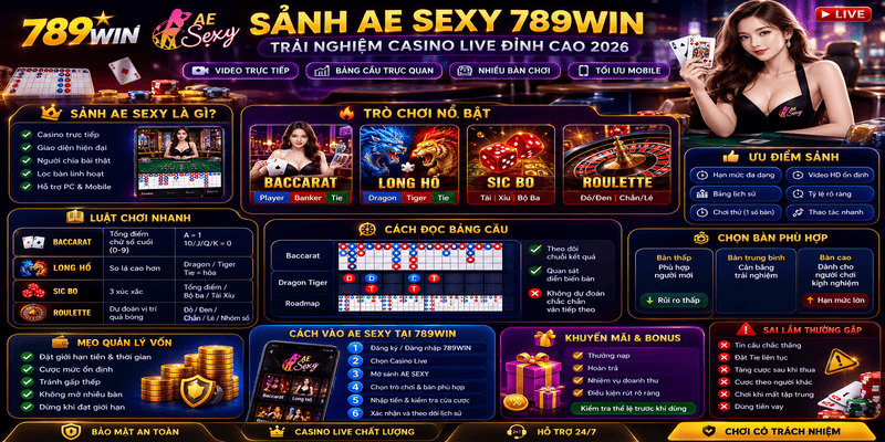 Sảnh AE SEXY 789WIN – Trải Nghiệm Casino Trực Tiếp 2026