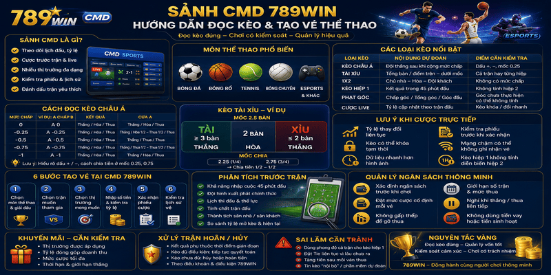Sảnh CMD 789WIN – Hướng Dẫn Đọc Kèo Và Tạo Vé Thể Thao